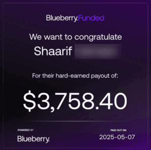 Blueberry Funded proof of payouts