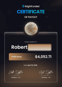 Brightfunded certificate of payout proofs